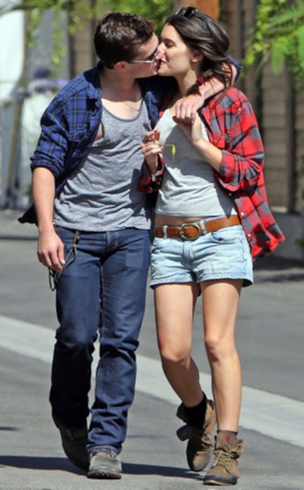 Josh Hutcherson and his girlfriend Claudia Traisac kissing